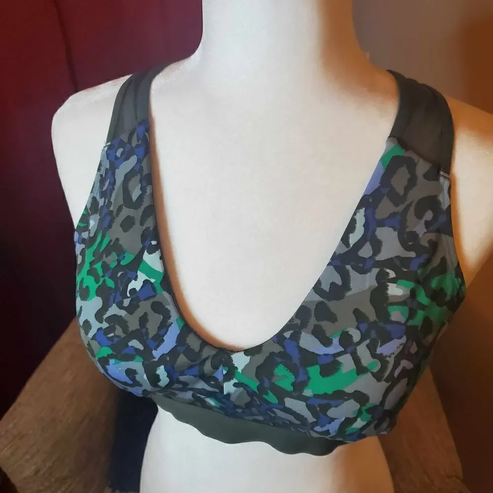 Aerie Green Animal Print Sports Bra Medium